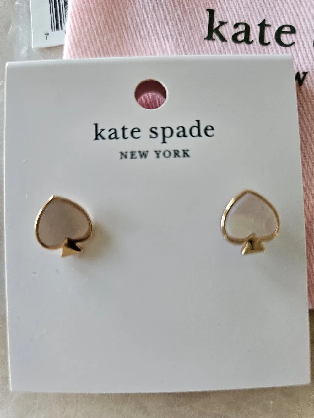 Kate Spade Mother of Pearl Heritage Spade Stud Earrings Gold NWT